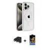 ieg™ iPhone 15 Pro Max Kılıf Eksen Form Koleksiyonu - Siyah Buffer Hayalet Cam Ekran Koruyucu + Raze Metal Kamera Lens - LT
