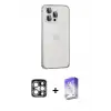 ieg™ iPhone 15 Pro Max Kılıf Eksen Form Serisi - Siyah Bilvis 5in1 3D Magic Cam Ekran Koruyucu + PVD Metal Kamera Lens - GS
