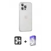 ieg™ iPhone 15 Pro Max Kılıf Eksen Form Serisi - Siyah Bilvis 5in1 3D Magic Cam Ekran Koruyucu + PVD Metal Kamera Lens - GS