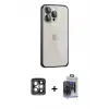 ieg™ iPhone 15 Pro Max Kılıf Eksen Form Serisi - Siyah Vanessa Magic Cam + PVD Metal Kamera Lens - GI