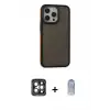 ieg™ iPhone 15 Pro Max Kılıf Eksen Işık - Siyah Joko Magic 5D Cam + PVD Metal Kamera Lens - GI
