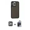 ieg™ iPhone 15 Pro Max Kılıf Eksen Işık - Siyah Vanessa Magic Cam + PVD Metal Kamera Lens - GI