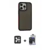 ieg™ iPhone 15 Pro Max Kılıf Eksen Işık - Siyah Vanessa Magic Cam + PVD Metal Kamera Lens - GI