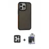 ieg™ iPhone 15 Pro Max Kılıf Eksen Işık - Siyah Vanessa Magic Cam + PVD Metal Kamera Lens - GI