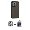 ieg™ iPhone 15 Pro Max Kılıf Eksen Işık - Siyah Vanessa Magic Cam + PVD Metal Kamera Lens - LT
