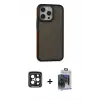 ieg™ iPhone 15 Pro Max Kılıf Eksen Işık - Siyah Vanessa Magic Cam + PVD Metal Kamera Lens - SH