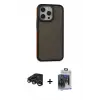 ieg™ iPhone 15 Pro Max Kılıf Eksen Işık - Siyah Vanessa Magic Cam + Raze Metal Kamera Lens - LT