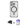 ieg™ iPhone 15 Pro Max Kılıf Eksen Klasik Koleksiyonu - Siyah Bilvis 5in1 3D Magic Cam Ekran Koruyucu + Raze Metal Kamera Lens - GS