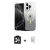 ieg™ iPhone 15 Pro Max Kılıf Eksen Minimal Özel Seri - Siyah Bilvis 0.18mm Plus Cam Ekran Koruyucu + PVD Metal Kamera Lens - TU