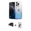 ieg™ iPhone 15 Pro Max Kılıf Eksen Minimal Özel Seri - Siyah Bilvis 3D Mat Cam Ekran Koruyucu + Raze Metal Kamera Lens - GS