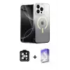 ieg™ iPhone 15 Pro Max Kılıf Eksen Minimal Özel Seri - Siyah Bilvis 5in1 3D Magic Cam Ekran Koruyucu + PVD Metal Kamera Lens - TU