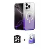 ieg™ iPhone 15 Pro Max Kılıf Eksen Minimal Özel Seri - Siyah Bilvis 5in1 5D Magic Hayalet Cam Ekran Koruyucu + PVD Metal Kamera Lens - TU