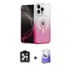 ieg™ iPhone 15 Pro Max Kılıf Eksen Minimal Özel Seri - Siyah Bilvis 5in1 5D Magic Hayalet Cam Ekran Koruyucu + PVD Metal Kamera Lens - TU