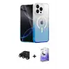 ieg™ iPhone 15 Pro Max Kılıf Eksen Minimal Özel Seri - Siyah Bilvis 5in1 5D Magic Hayalet Cam Ekran Koruyucu + Raze Metal Kamera Lens - SH