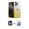 ieg™ iPhone 15 Pro Max Kılıf Eksen Minimal Özel Seri - Siyah Bilvis 5in1 5D Magic Hayalet Cam Ekran Koruyucu + PVD Metal Kamera Lens - TU