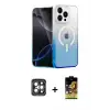 ieg™ iPhone 15 Pro Max Kılıf Eksen Minimal Özel Seri - Siyah Buffer Cam Ekran Koruyucu + PVD Metal Kamera Lens - GI