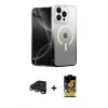 ieg™ iPhone 15 Pro Max Kılıf Eksen Minimal Özel Seri - Siyah Buffer Cam Ekran Koruyucu + Raze Metal Kamera Lens - TMGI