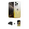 ieg™ iPhone 15 Pro Max Kılıf Eksen Minimal Özel Seri - Siyah Buffer Cam Ekran Koruyucu + Raze Metal Kamera Lens - TMGI