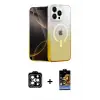 ieg™ iPhone 15 Pro Max Kılıf Eksen Minimal Özel Seri - Siyah Buffer Hayalet Cam Ekran Koruyucu + PVD Metal Kamera Lens - TU