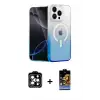 ieg™ iPhone 15 Pro Max Kılıf Eksen Minimal Özel Seri - Siyah Buffer Hayalet Cam Ekran Koruyucu + PVD Metal Kamera Lens - TU