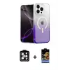 ieg™ iPhone 15 Pro Max Kılıf Eksen Minimal Özel Seri - Siyah Buffer Hayalet Cam Ekran Koruyucu + PVD Metal Kamera Lens - TU