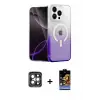 ieg™ iPhone 15 Pro Max Kılıf Eksen Minimal Özel Seri - Siyah Buffer Hayalet Cam Ekran Koruyucu + PVD Metal Kamera Lens - GI