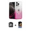 ieg™ iPhone 15 Pro Max Kılıf Eksen Minimal Özel Seri - Siyah Buffer Hayalet Cam Ekran Koruyucu + PVD Metal Kamera Lens - TU