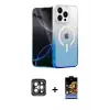 ieg™ iPhone 15 Pro Max Kılıf Eksen Minimal Özel Seri - Siyah Buffer Hayalet Cam Ekran Koruyucu + PVD Metal Kamera Lens - GI