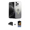 ieg™ iPhone 15 Pro Max Kılıf Eksen Minimal Özel Seri - Siyah Buffer Hayalet Cam Ekran Koruyucu + Raze Metal Kamera Lens - GS