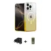 ieg™ iPhone 15 Pro Max Kılıf Eksen Minimal Özel Seri - Siyah Joko Magic 5D Hayalet Cam + Raze Metal Kamera Lens - SH
