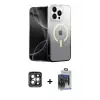 ieg™ iPhone 15 Pro Max Kılıf Eksen Minimal Özel Seri - Siyah Vanessa Magic Cam + PVD Metal Kamera Lens - GI