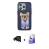 ieg™ iPhone 15 Pro Max Kılıf İz Minimal Koleksiyonu - Siyah Bilvis 5in1 5D Magic Hayalet Cam Ekran Koruyucu + Raze Metal Kamera Lens - LT