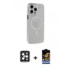 ieg™ iPhone 15 Pro Max Kılıf Kıvılcım Asil Özel Seri - Siyah Buffer Hayalet Cam Ekran Koruyucu + PVD Metal Kamera Lens - SH