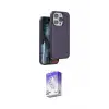 ieg™ iPhone 15 Pro Max Kılıf Kıvılcım Çizgi Serisi - Siyah Bilvis 5in1 3D Magic Cam Ekran Koruyucu