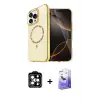 ieg™ iPhone 15 Pro Max Kılıf Kıvılcım Form Prime - Siyah Bilvis 5in1 5D Magic Hayalet Cam Ekran Koruyucu + PVD Metal Kamera Lens - TU