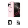 ieg™ iPhone 15 Pro Max Kılıf Kıvılcım Form Prime - Siyah Vanessa Magic Hayalet Cam + PVD Metal Kamera Lens - TU