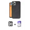 ieg™ iPhone 15 Pro Max Kılıf Kıvılcım Işık Serisi - Siyah Bilvis 5in1 3D Magic Cam Ekran Koruyucu + PVD Metal Kamera Lens - GS