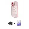ieg™ iPhone 15 Pro Max Kılıf Kıvılcım Modern Koleksiyonu - Siyah Bilvis 5in1 5D Magic Hayalet Cam Ekran Koruyucu + Raze Metal Kamera Lens - TMGI