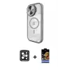 ieg™ iPhone 15 Pro Max Kılıf Kıvılcım Modern Koleksiyonu - Siyah Buffer Hayalet Cam Ekran Koruyucu + PVD Metal Kamera Lens - SH