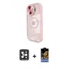 ieg™ iPhone 15 Pro Max Kılıf Kıvılcım Modern Koleksiyonu - Siyah Buffer Hayalet Cam Ekran Koruyucu + PVD Metal Kamera Lens - SH