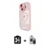 ieg™ iPhone 15 Pro Max Kılıf Kıvılcım Modern Koleksiyonu - Siyah Vanessa Magic Hayalet Cam + PVD Metal Kamera Lens - TU
