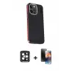 ieg™ iPhone 15 Pro Max Kılıf Kıvılcım Modern Özel Seri - Siyah 3D Antistatik Mat Seramik Nano Ekran Koruyucu + PVD Metal Kamera Lens - SH