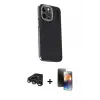 ieg™ iPhone 15 Pro Max Kılıf Kıvılcım Modern Özel Seri - Siyah 3D Antistatik Mat Seramik Nano Ekran Koruyucu + Raze Metal Kamera Lens - LT