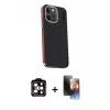 ieg™ iPhone 15 Pro Max Kılıf Kıvılcım Modern Özel Seri - Siyah 3D Antistatik Mat Seramik Nano Ekran Koruyucu + PVD Metal Kamera Lens - TU