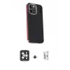 ieg™ iPhone 15 Pro Max Kılıf Kıvılcım Modern Özel Seri - Siyah Bilvis 0.18mm Plus Cam Ekran Koruyucu + PVD Metal Kamera Lens - GI