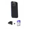 ieg™ iPhone 15 Pro Max Kılıf Kıvılcım Modern Özel Seri - Siyah Bilvis 5in1 3D Magic Cam Ekran Koruyucu + Raze Metal Kamera Lens - GS