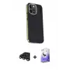 ieg™ iPhone 15 Pro Max Kılıf Kıvılcım Modern Özel Seri - Siyah Bilvis 5in1 5D Magic Hayalet Cam Ekran Koruyucu + Raze Metal Kamera Lens - TMGI