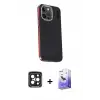 ieg™ iPhone 15 Pro Max Kılıf Kıvılcım Modern Özel Seri - Siyah Bilvis 5in1 5D Magic Hayalet Cam Ekran Koruyucu + PVD Metal Kamera Lens - SH