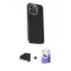 ieg™ iPhone 15 Pro Max Kılıf Kıvılcım Modern Özel Seri - Siyah Bilvis 5in1 5D Magic Hayalet Cam Ekran Koruyucu + Raze Metal Kamera Lens - TMGI