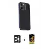 ieg™ iPhone 15 Pro Max Kılıf Kıvılcım Modern Özel Seri - Siyah Buffer Cam Ekran Koruyucu + PVD Metal Kamera Lens - SH